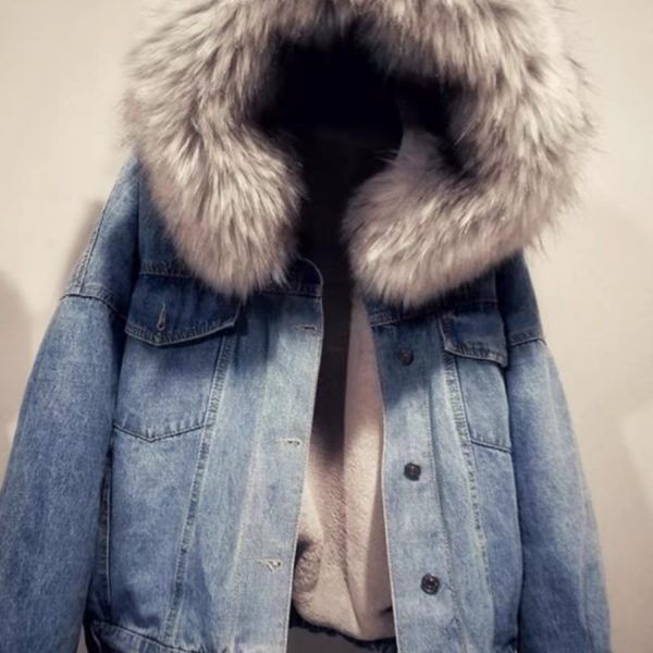 Fur denim jacket